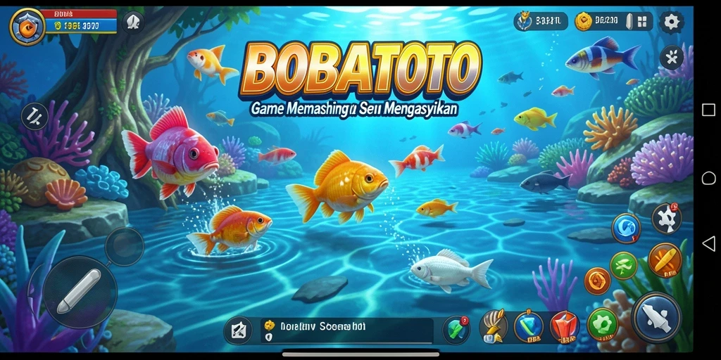 Gameplay BOBATOTO yang menampilkan aksi memancing di lokasi cantik.