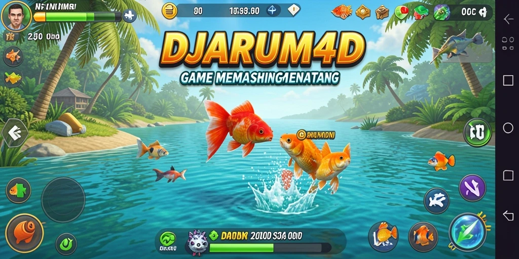 Screenshot gameplay menampilkan momen seru memancing ikan besar.
