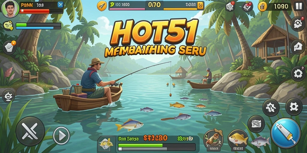 Gameplay menarik saat memancing di laut lepas.