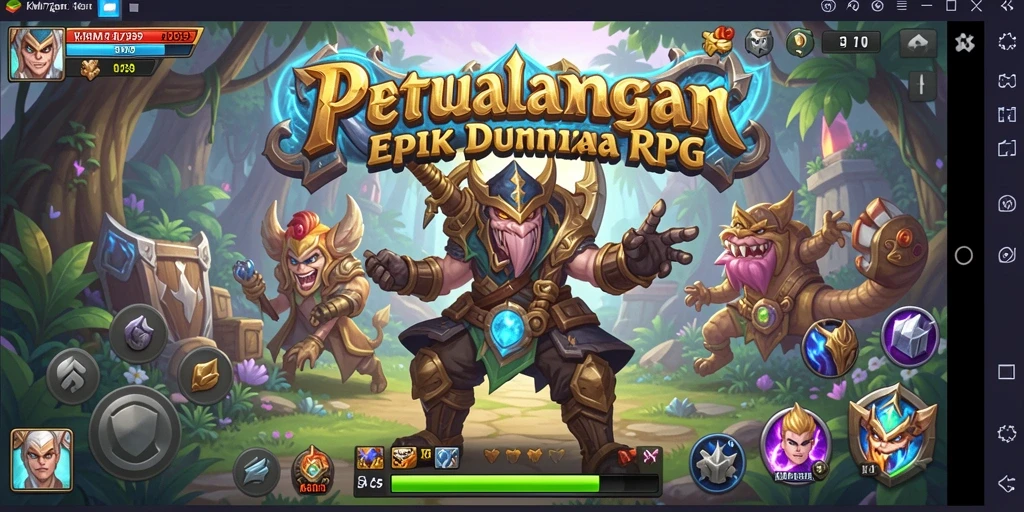 Screenshot utama KM789 menampilkan aksi seru dalam pertarungan RPG.
