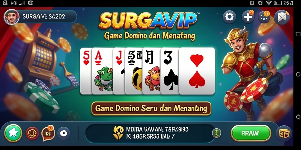 Tampilan gameplay seru dalam permainan Domino SURGAVIP.